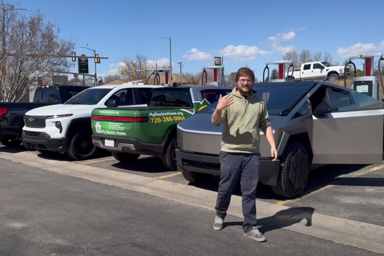 tesla Cybertruck, Rivian R1T, Ford F-150 Lightning, and Chevrolet Silverado